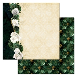 Двусторонний лист бумаги ScrapMania "Малахитовый цветок. Цветы", размер 30,5х30,5 см, 180 гр/м2