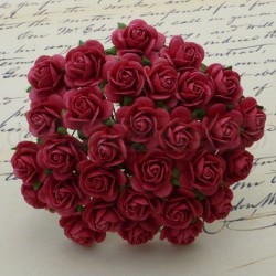Розы "Красно-коралловые" размер 2,5см, 5 шт