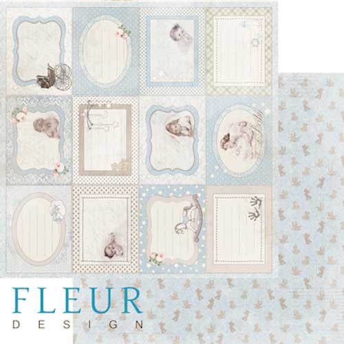 Double-sided sheet of paper Fleur Design Our baby Boy "Horizontal frames", size 30. 5x30. 5 cm, 190 gr/m2