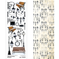 Лист с картинками 10х30 см "Зимний город. Фонари", 180 гр  (ScrapMania)