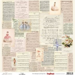 Односторонний лист бумаги ScrapBerry's Джульетта "Музыка", размер 30х30 см, 190 гр/м2