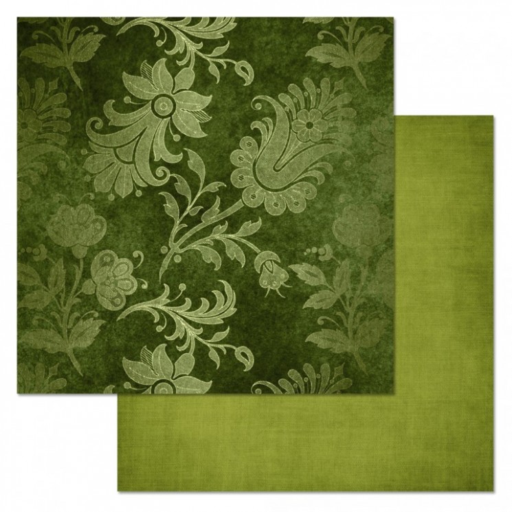 Double-sided sheet of ScrapMania paper " Phonomix. Green. Tapestry", size 30x30 cm, 180 gr/m2
