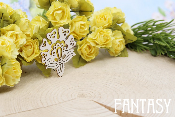 Chipboard Fantasy "Gzhel 1527 painting element" size 3.7*4 cm