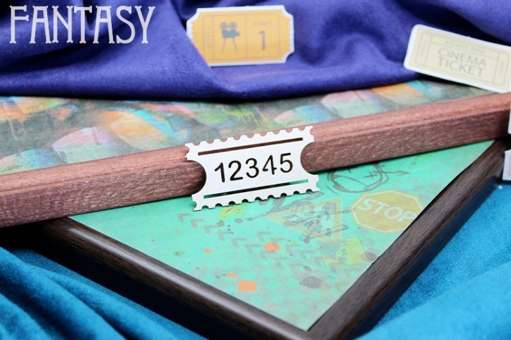 Chipboard Fantasy "Ticket" 12345 "2061" size 4.5*2.3 cm
