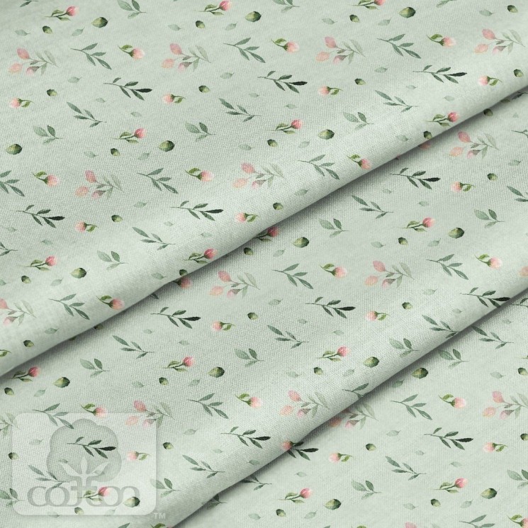 Fabric 100% cotton Poland "Buds on mint", size 50X50 cm