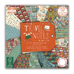 1/4 набора бумаги First Edition Paper "Travel Notes", 16 листов, размер 15х15 см, 200 гр/м2