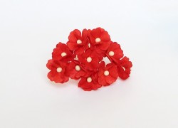 Цветы вишни средние "Красные" размер 1,5-2 см 5 шт