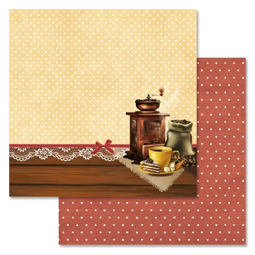 Double-sided sheet of ScrapMania paper "The magic of coffee. Good morning", size 30x30 cm, 180 g/m2