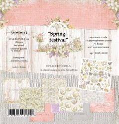 Набор двусторонней бумаги Summer Studio "Spring festival" 11 листов, размер 30,5*30,5см, 190 гр/м2