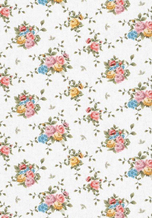 Fabric cut 100% cotton "Versailles gardens white" PEPPY, size 50X55 cm