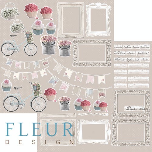 Double-sided sheet of paper Fleur Design Spring "Inscriptions", size 30. 5x30. 5 cm, 190 gr/m2