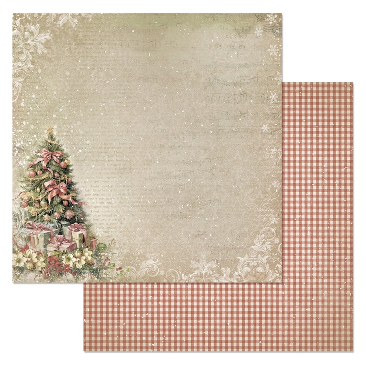 Двусторонний лист "Винтажный Новый Год. Нарядная елка", размер 30*30 см, 180гр (ScrapMania) 