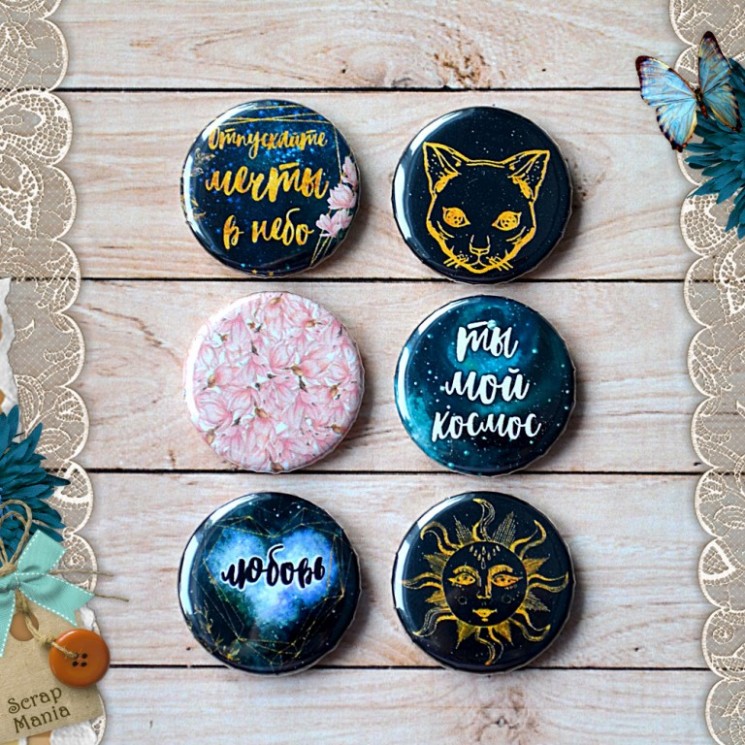 Набор фишек "Тайны вселенной. Люби" (ScrapMania), 6 шт