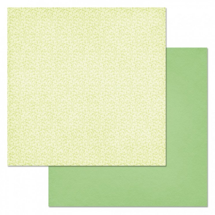 Double-sided sheet of ScrapMania paper " Phonomix. Green. Curls", size 30x30 cm, 180 g/m2