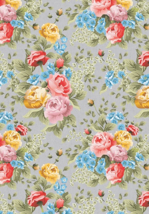 Fabric cut 100% cotton "Versailles gardens gray" PEPPY, size 50X55 cm