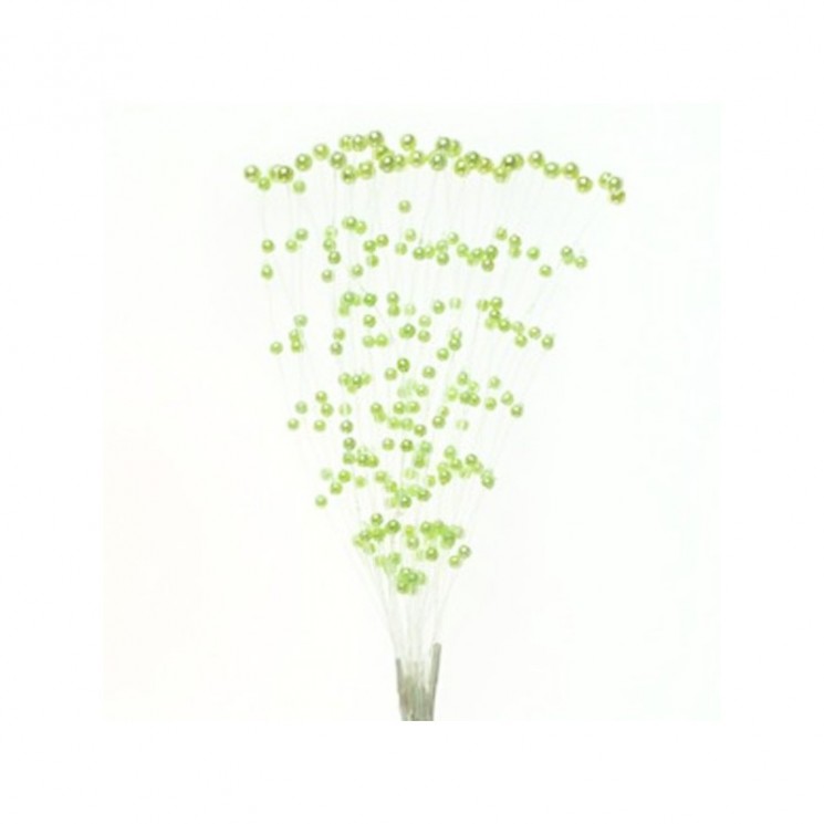 Decoration for scrapbooking "Shoots with pearls", green color, 36 twigs, size 21 cm