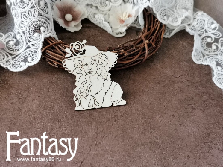 Чипборд Fantasy шарман "Девушка 3555", размер 5,7*5 см 