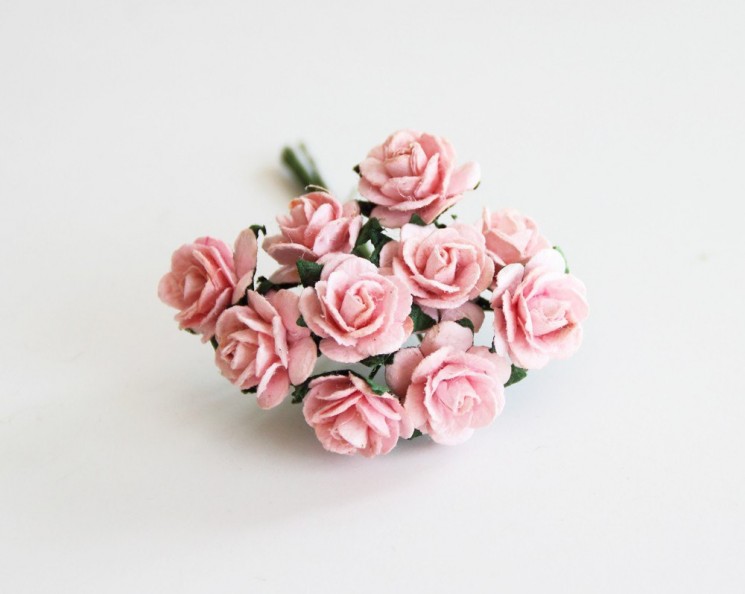 Roses "Pink-peach" size 1.5 cm, 5 pcs