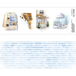 Лист с картинками 10х30 см "Зимний город. Архитектура" (ScrapMania), 180 гр 