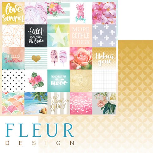 Double-sided sheet of paper Fleur Design Vacation "New day", size 30. 5x30. 5 cm, 190 g/m2