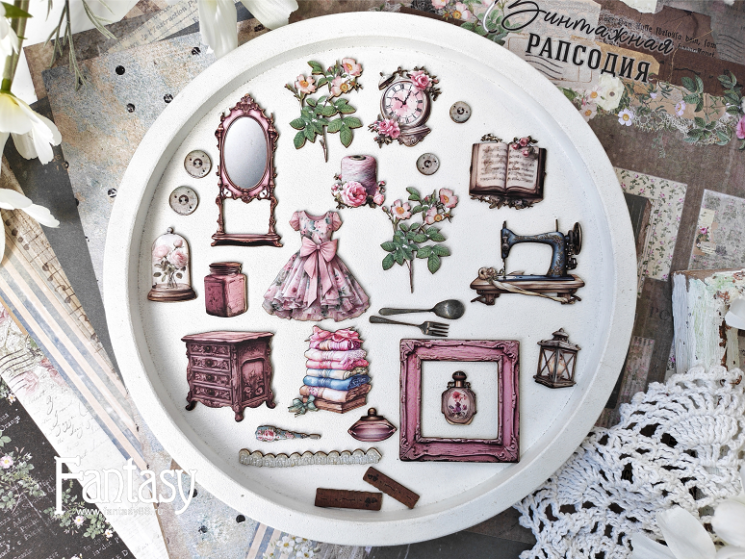 Высечки Fantasy на картоне "Винтажная рапсодия -6", в наборе 25 шт