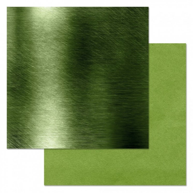 Double-sided sheet of ScrapMania paper " Phonomix. Green. Metal", size 30x30 cm, 180 g/m2