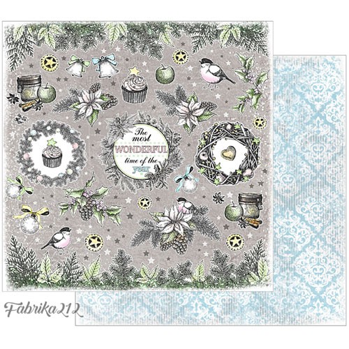 Double-sided sheet of paper Fabrika212 Winter Magic "Christmas pictures" size 30.5*30.5 cm, 190gr