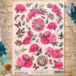 Лист веллума ScrapMania А4 "Пионовый роман", 150 гр/м2