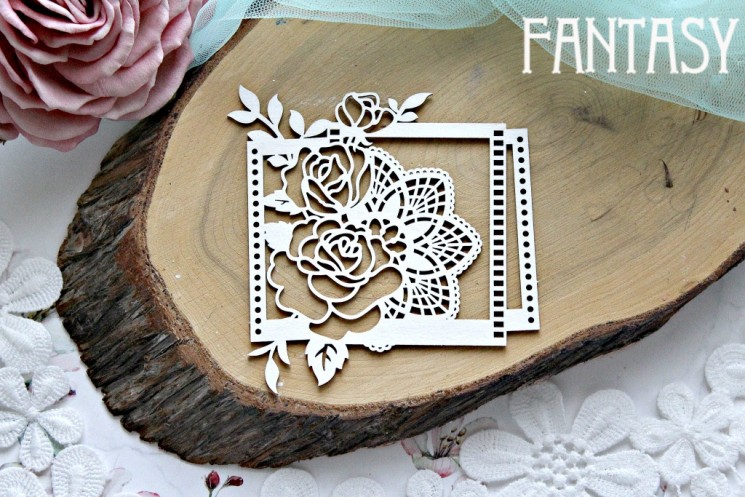 Fantasy chipboard "Rose in a frame 726" size 9*9 cm