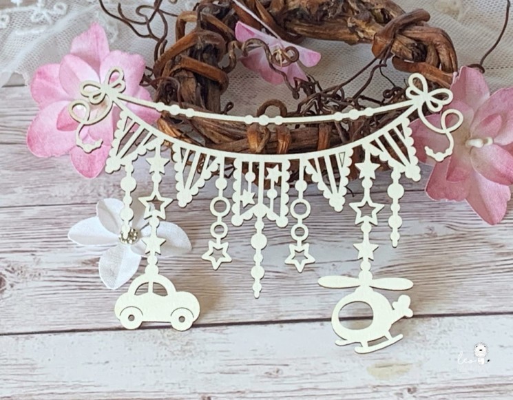 LeoMammy chipboard "Garland with helicopter", size 9. 4x6. 8 cm