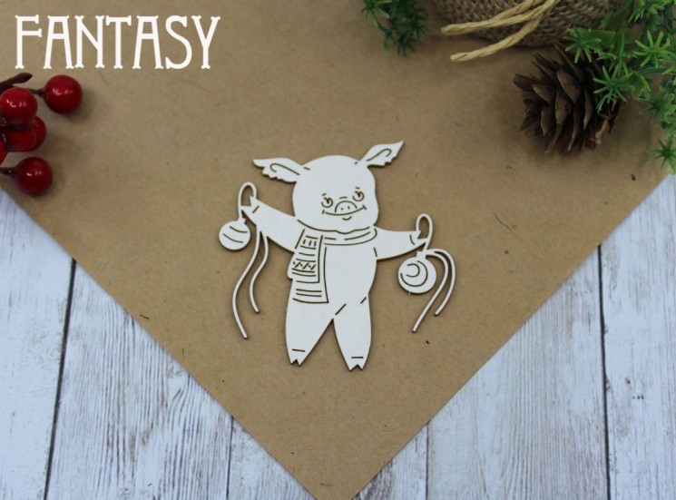 Чипборд Fantasy "Свинка с игрушками 665" размер 5.5 *5.3 см