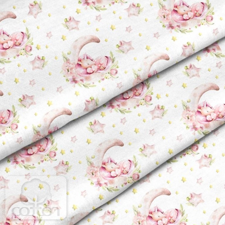 Fabric 100% cotton Poland "Unicorn on the moon", size 50X50 cm