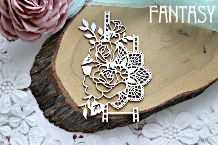 Chipboard Fantasy "Film, roses and napkin 638" size 11.6*7.5 cm