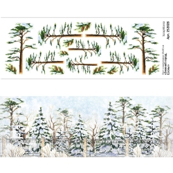 Лист с картинками 10х30 см "Зимний город. Сосны" (ScrapMania), 180 гр  