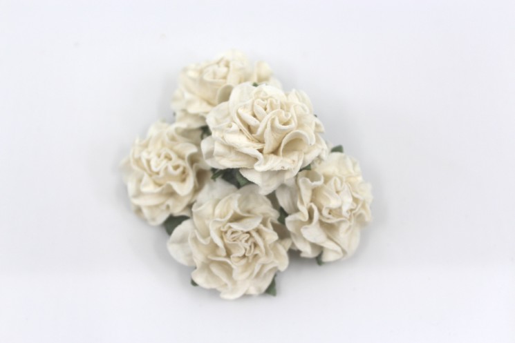 Кудрявые розы "Белые" размер 3,5 см, 5 шт