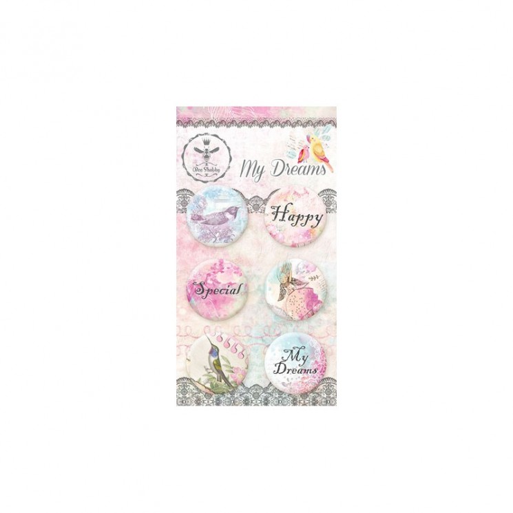 Set of BeeShabby "My Dreams" chips, size 2.5 cm, 6 pcs