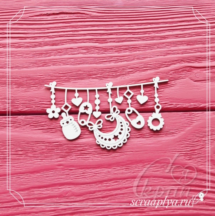 Chipboard LeoMammy "Garland with a bottle", size 8, 7x5 cm