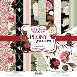 Набор двусторонней бумаги Фабрика Декору "Peony passion", 10 листов, размер 20х20 см, 200 гр/м2