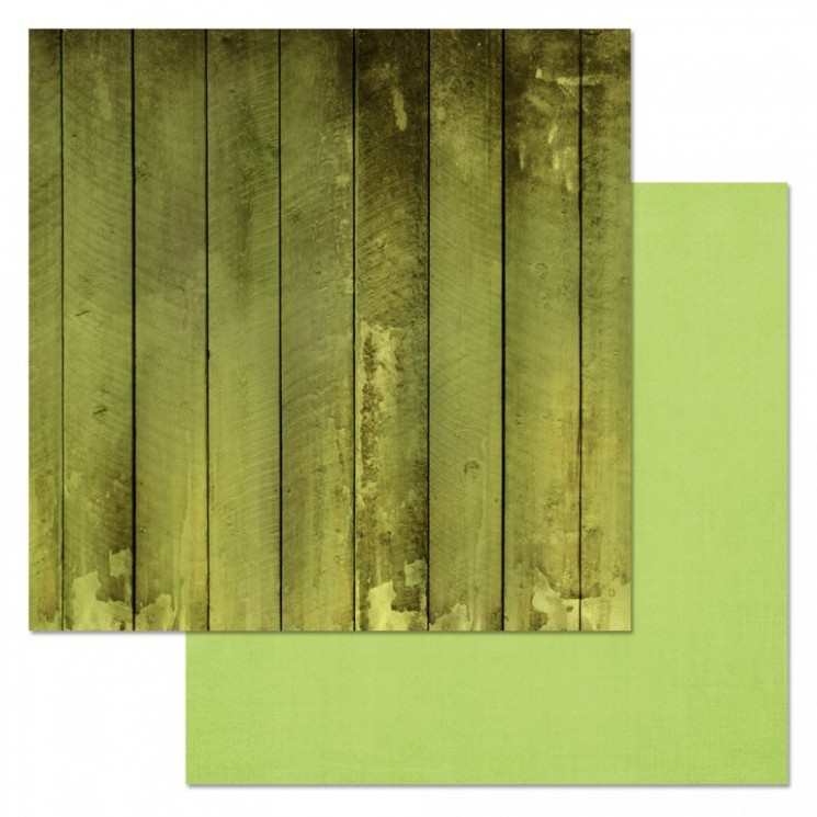 Двусторонний лист бумаги ScrapMania "Фономикс. Зеленый. Досочки", размер 30х30 см, 180 гр/м2