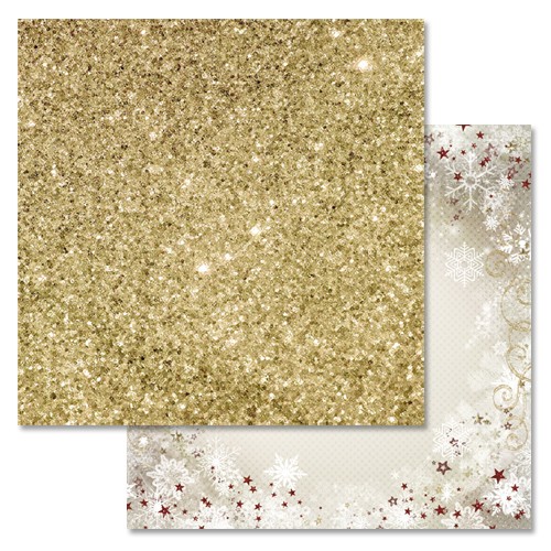 Double-sided sheet of ScrapMania paper "New Year's happiness. Glitter", size 30x30 cm, 180 g/m2