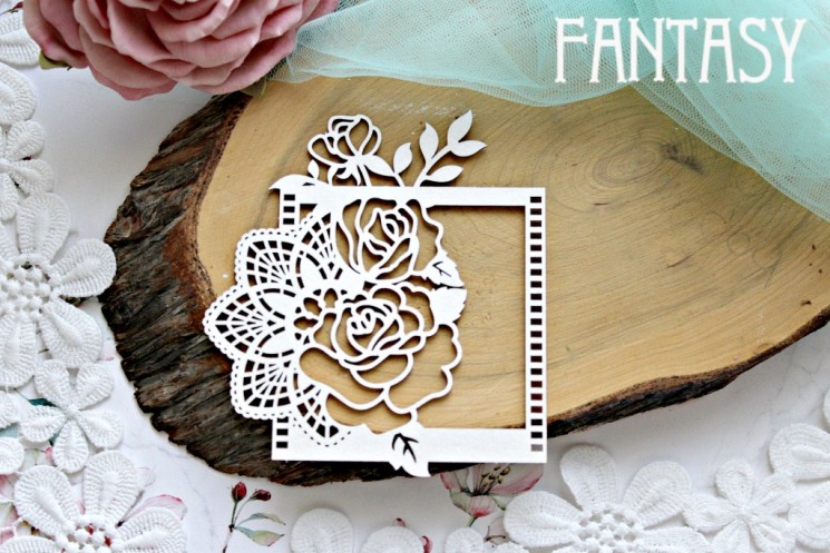 Chipboard Fantasy "Frame with roses 728" size 9.5*10 cm