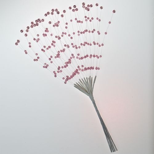 Decoration for scrapbooking "Shoots with pearls", pink color, 36 twigs, size 21 cm