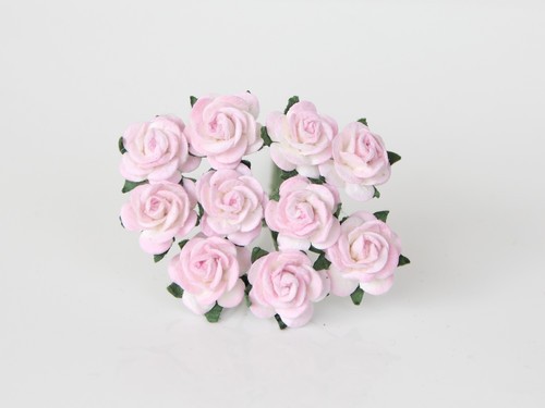 Roses "Light pink+white" size 1.5 cm, 5 pcs