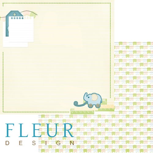Double-sided sheet of paper Fleur Design I grow "Elephant", size 30, 5x30, 5 cm, 190 gr/m2