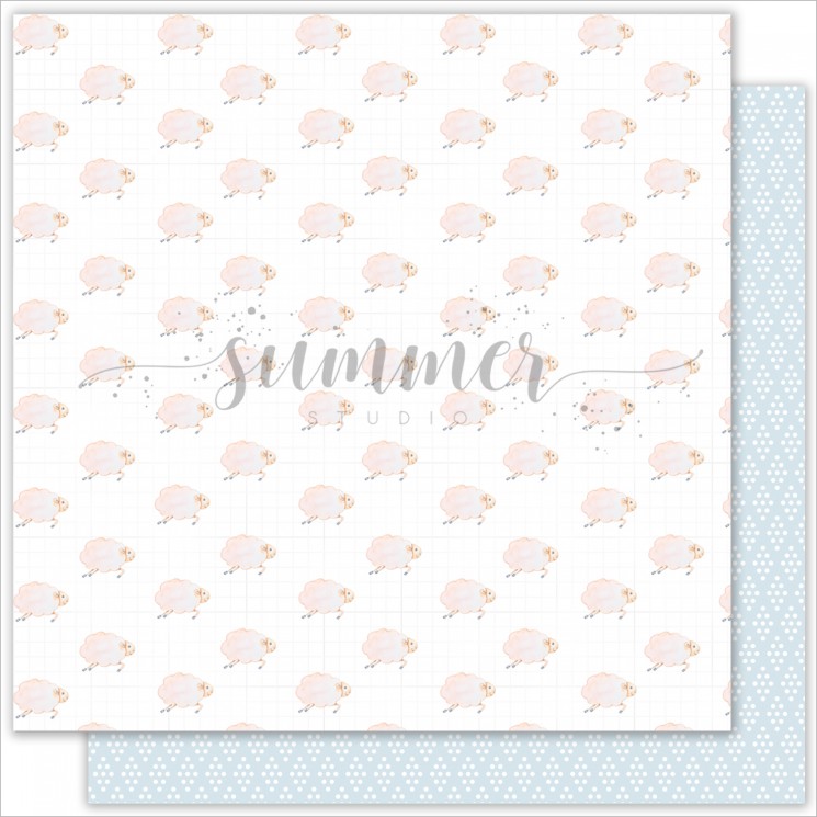 Double-sided sheet of paper Summer Studio Vanilla Dreams "Sheep" size 30.5*30.5 cm, 190gr