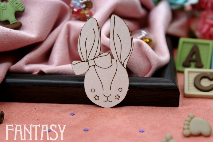 Chipboard Fantasy "Bunny with a bow 2168" size 5*3.2 cm