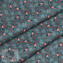 Ткань 100% хлопок Польша "Снегири на сосне", размер 50Х50 см