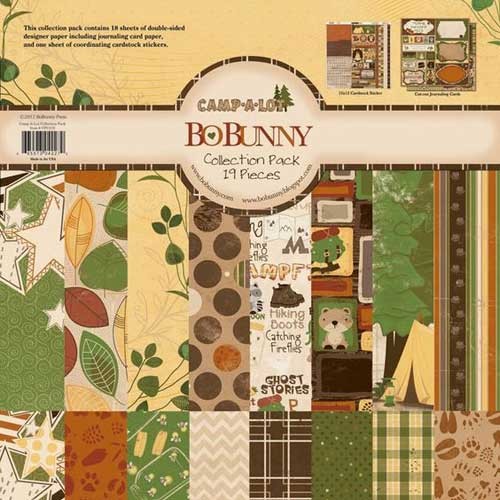 BoBunny "Camp-a-lot" double-sided paper set, 18 sheets, 30x30 cm, 190 gr/m2