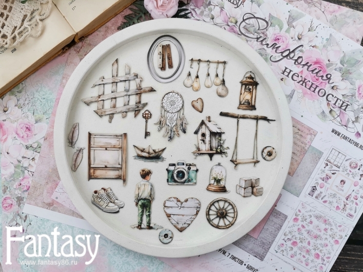 Тканевые высечки Fantasy "Симфония нежности - 5", на бумажной основе