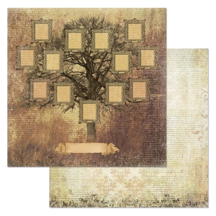 Двусторонний лист "Эхо прошлого. Семейное древо", размер 30*30 см, 180гр (ScrapMania)
